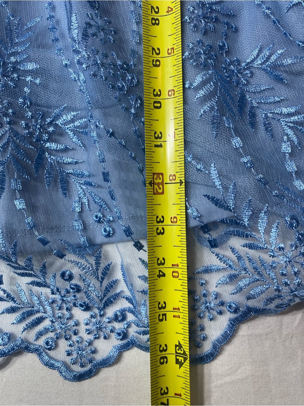 Audrey Parks Blue Floral Tulle Tie Shoulder Mini Dress Women's XL - Picture 8 of 12